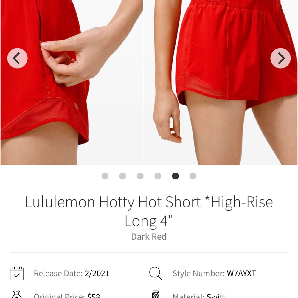 lululemon HOTTY HOT Women's High-Rise Shorts - Dark Red